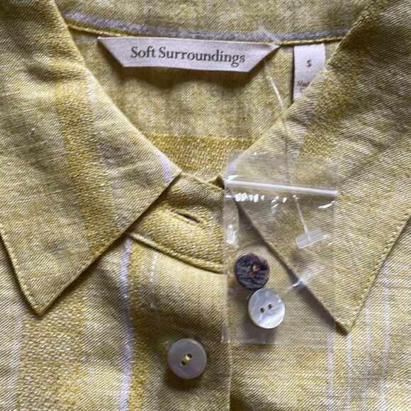 Soft Surroundings Yellow & White Striped Linen Top - Picture 3 of 6